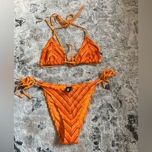 Orange striped triangl bathing suit size medium